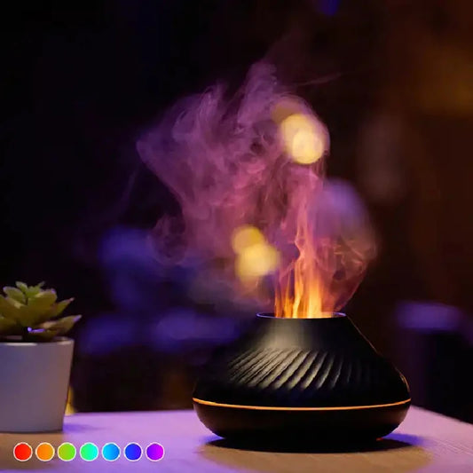 Flame Aroma Diffuser with 7-Color LED | Portable Desktop Essential Oil Humidifier