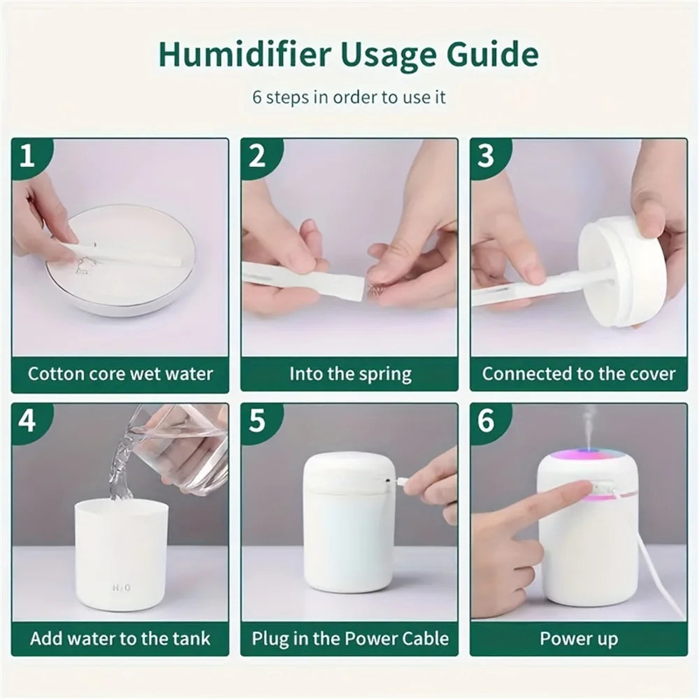 Mini Car Humidifier with Colorful LED | Silent Ultrasonic Aromatherapy Diffuser