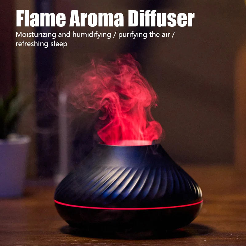 Flame Aroma Diffuser with 7-Color LED | Portable Desktop Essential Oil Humidifier