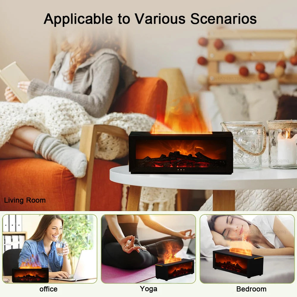 Flame Aroma Diffuser with Remote Control | 7-Color LED & Essential Oil Humidifier