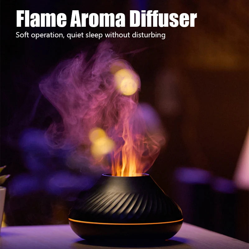 Flame Aroma Diffuser with 7-Color LED | Portable Desktop Essential Oil Humidifier