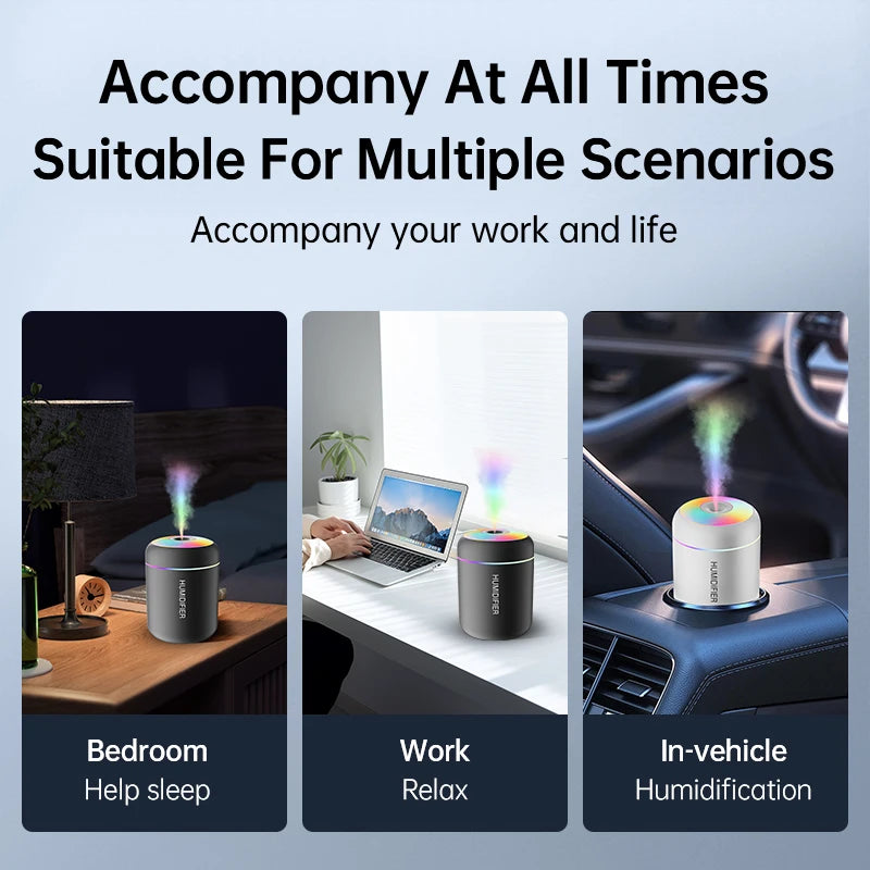 180ML Mini USB Aroma Diffuser | Portable Ultrasonic Humidifier for Car, Home & Bedroom