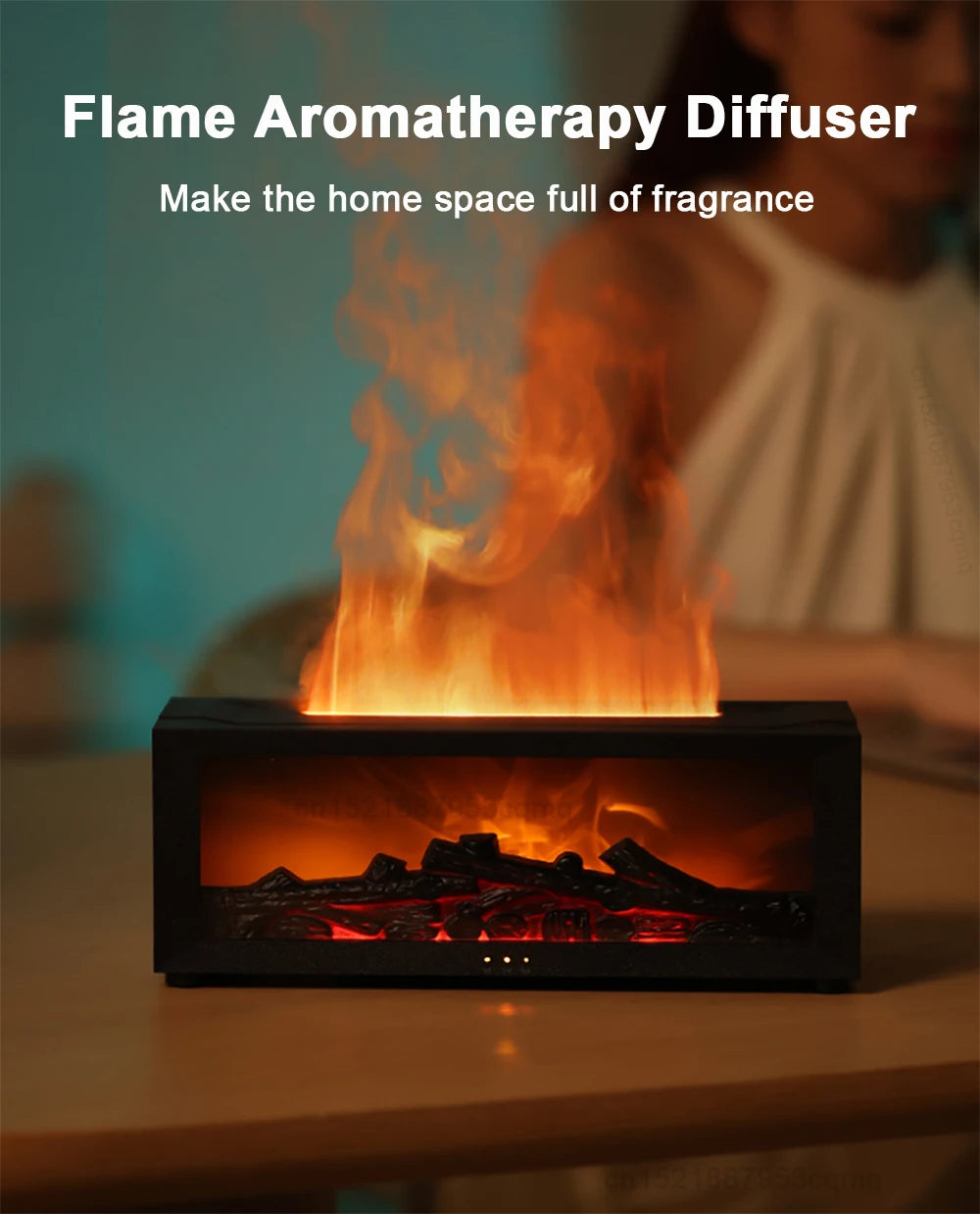 Flame Aroma Diffuser with Remote Control | 7-Color LED & Essential Oil Humidifier