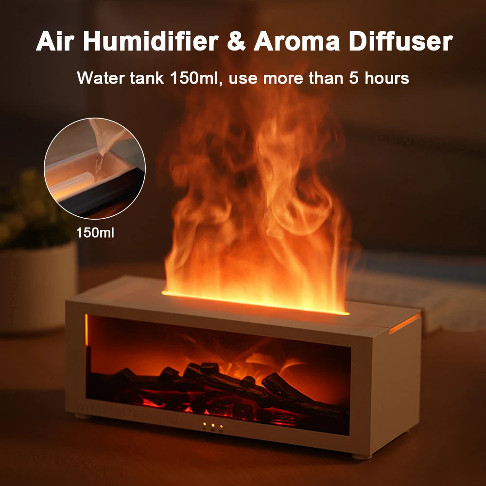 Flame Aroma Diffuser with Remote Control | 7-Color LED & Essential Oil Humidifier