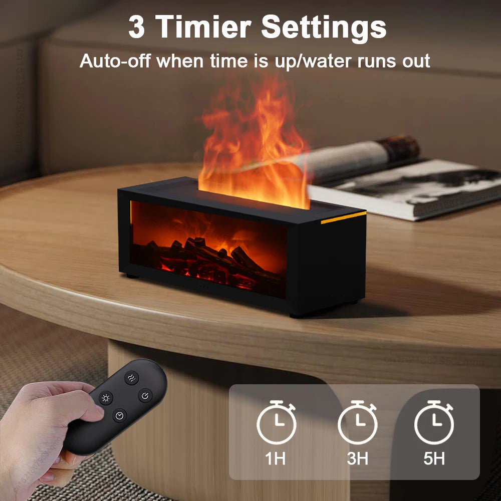 Flame Aroma Diffuser with Remote Control | 7-Color LED & Essential Oil Humidifier