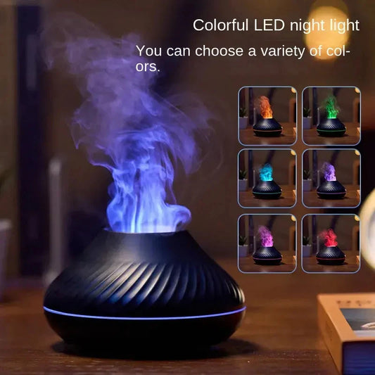 Flame Aroma Diffuser with 7-Color LED | Portable Desktop Essential Oil Humidifier