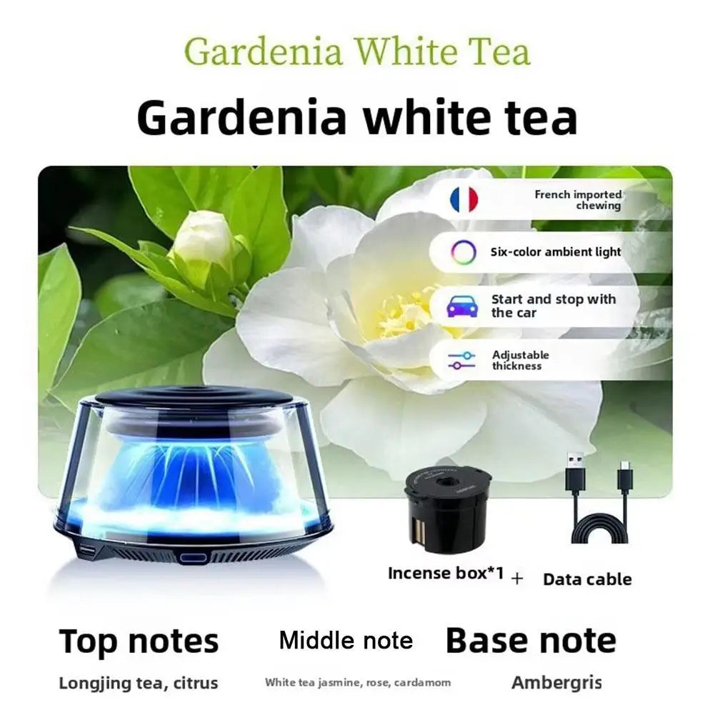 Mount Fuji Car Aroma Diffuser with 6-Color LED & Smart Mist Technology