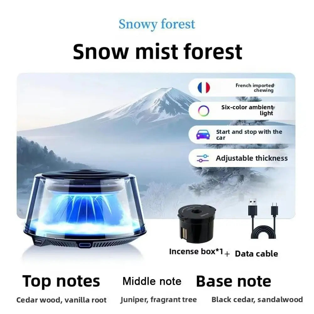 Mount Fuji Car Aroma Diffuser with 6-Color LED & Smart Mist Technology