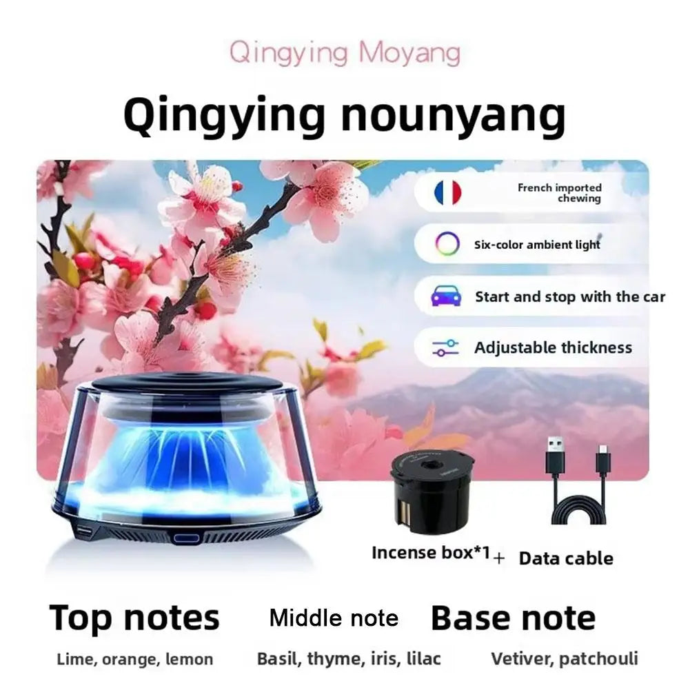 Mount Fuji Car Aroma Diffuser with 6-Color LED & Smart Mist Technology