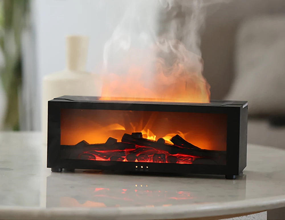 Flame Aroma Diffuser with Remote Control | 7-Color LED & Essential Oil Humidifier