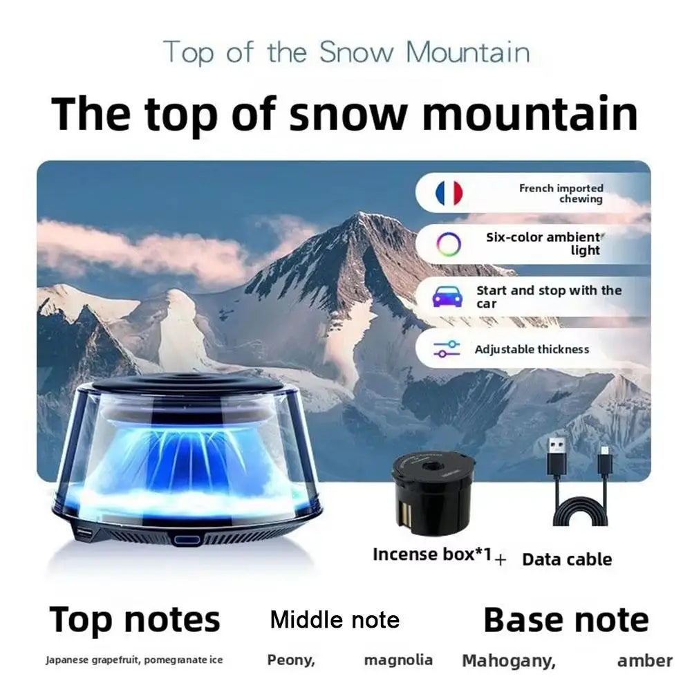 Mount Fuji Car Aroma Diffuser with 6-Color LED & Smart Mist Technology