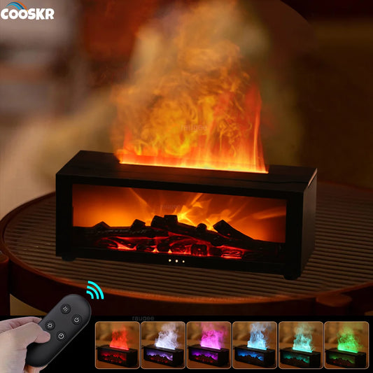 Flame Aroma Diffuser with Remote Control | 7-Color LED & Essential Oil Humidifier
