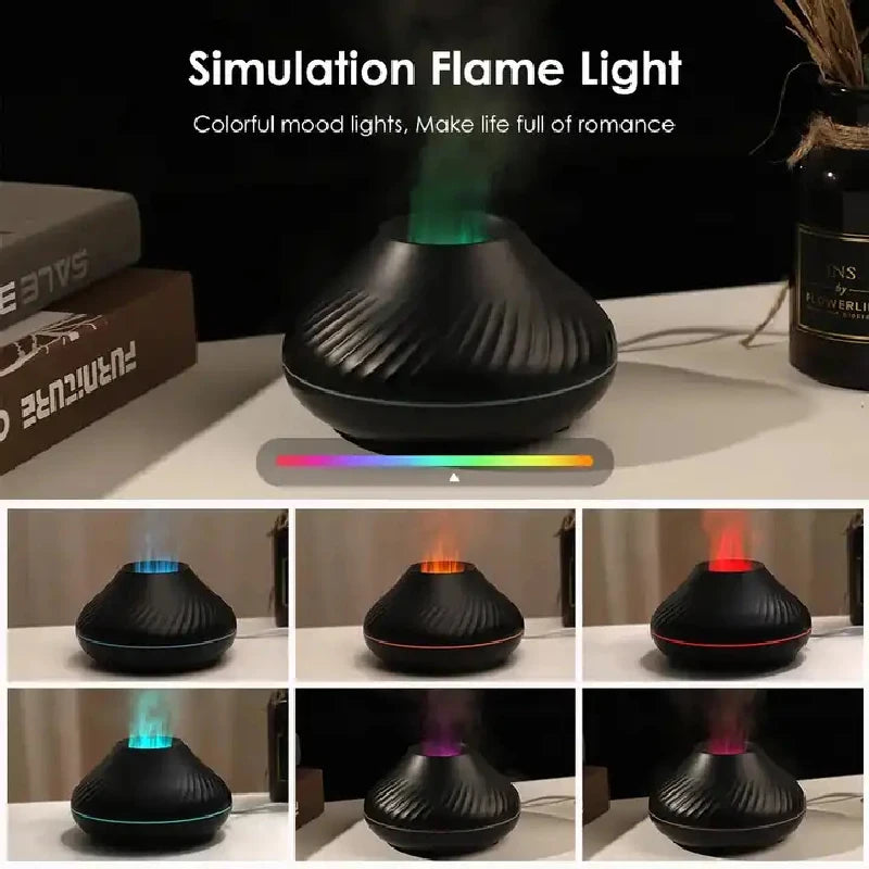 Flame Aroma Diffuser with 7-Color LED | Portable Desktop Essential Oil Humidifier
