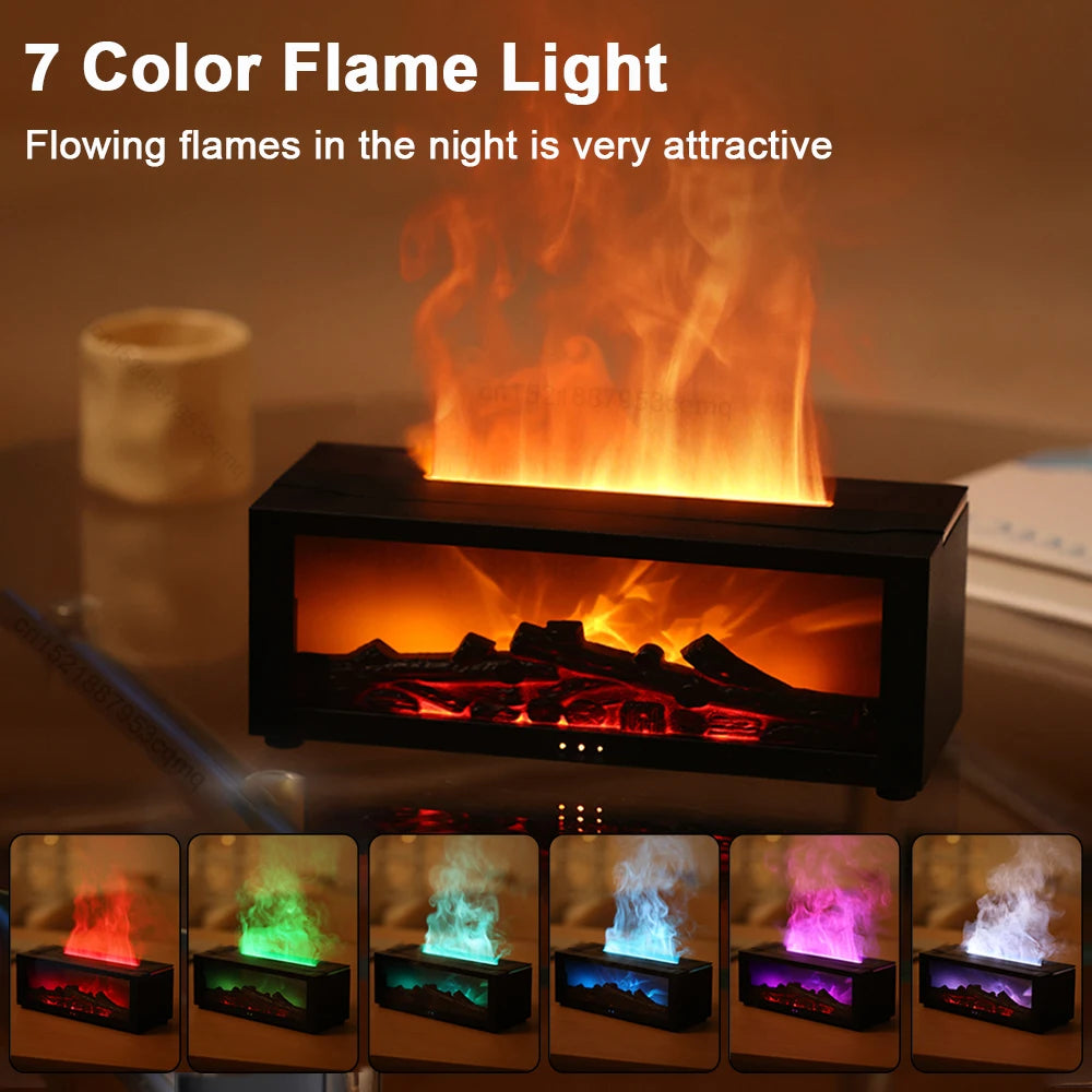 Flame Aroma Diffuser with Remote Control | 7-Color LED & Essential Oil Humidifier