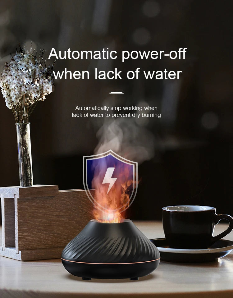 Flame Aroma Diffuser with 7-Color LED | Portable Desktop Essential Oil Humidifier