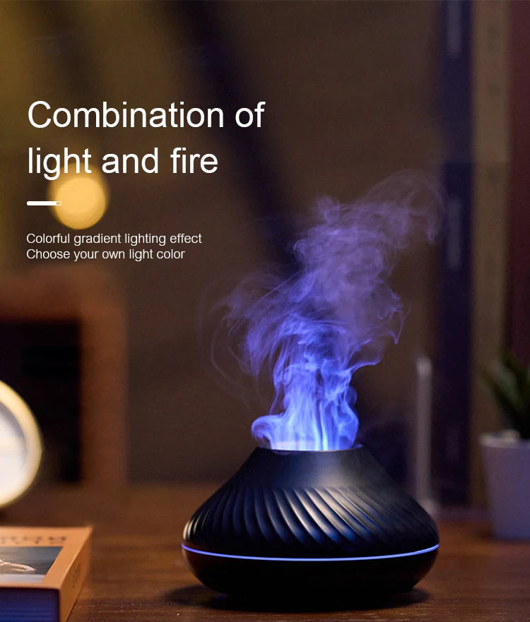 Flame Aroma Diffuser with 7-Color LED | Portable Desktop Essential Oil Humidifier