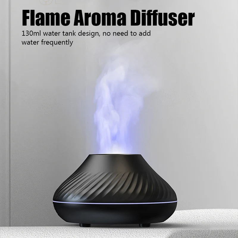 Flame Aroma Diffuser with 7-Color LED | Portable Desktop Essential Oil Humidifier